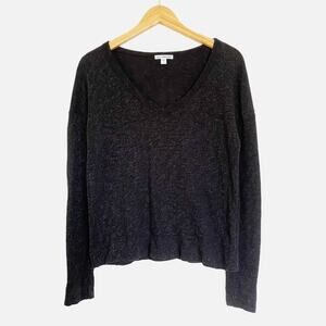 James Perse Cotton Modal Blend Soft V-Neck Marled Pullover Top Size 1